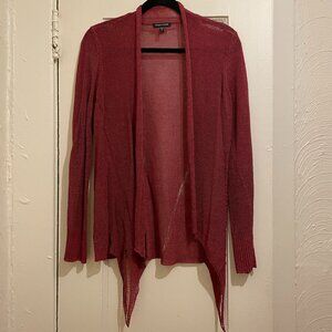 Vintage Rare Eileen Fisher Cerise Linen Drapey Asymmetric Cardigan Size XS